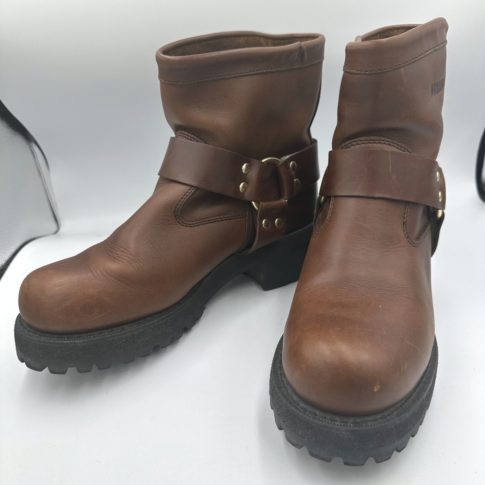 Durango DS194 Brown Leather Harness Engineer Biker Boots Mens 8.5 E Lug Sole